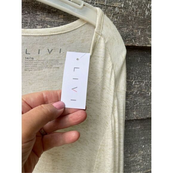 Liv 14/16 oatmeal scoop neck lightweight semi sheer tunic - Picture 5 of 7